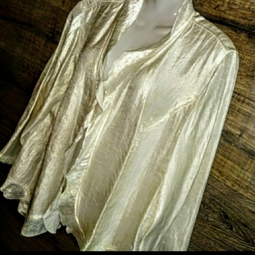 Ruby Rd. Evening Formal Jacket Size 16W Pearl Luster Elegant Ruffle - Picture 9 of 10